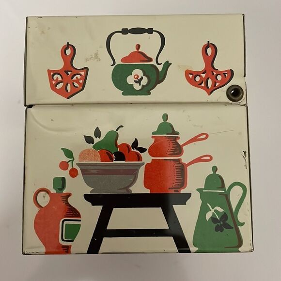 Vtg Kitschy mid Century Stylecraft tin recipe box - Picture 5 of 9